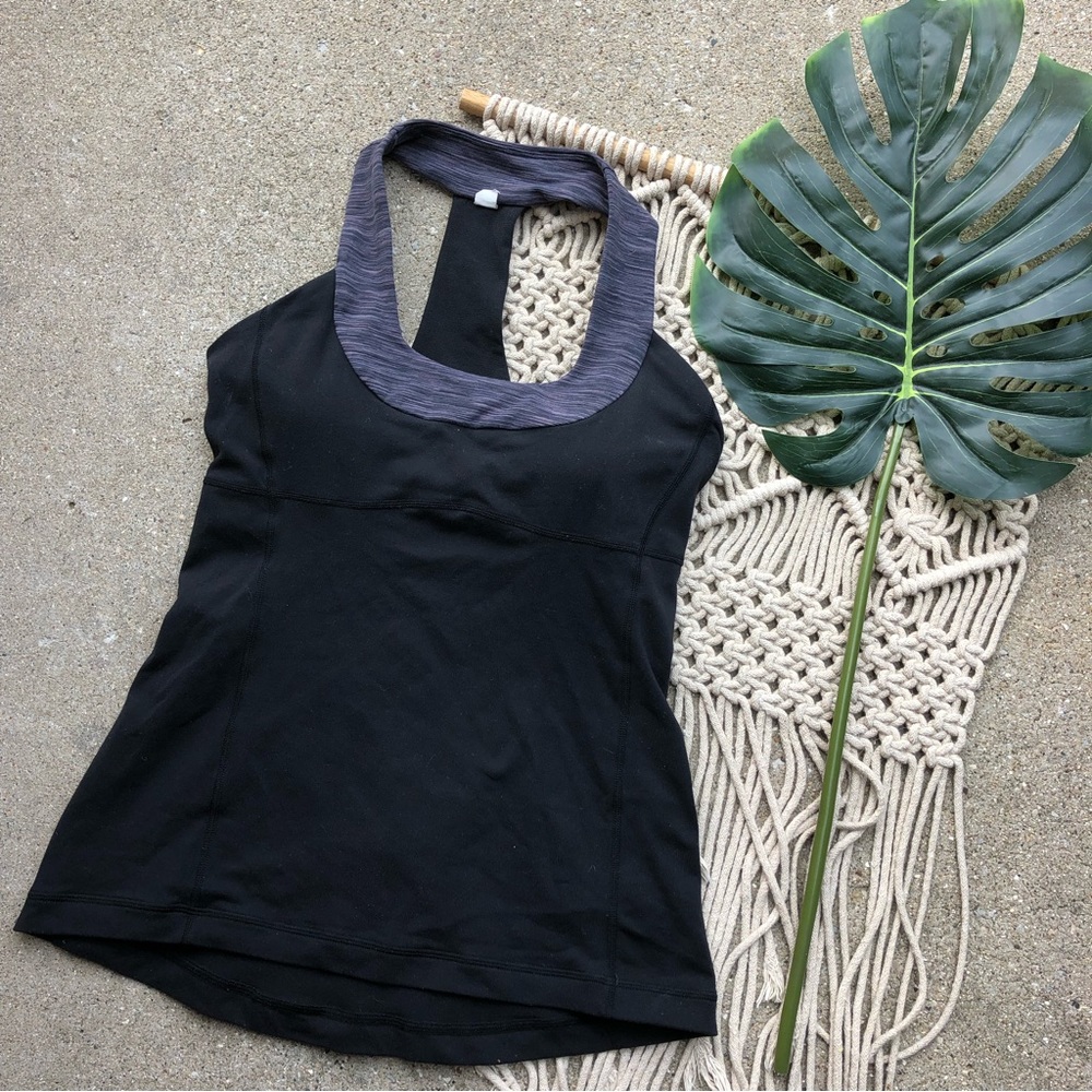 Luluemon Black Scoop Neck Tank Top Size 6